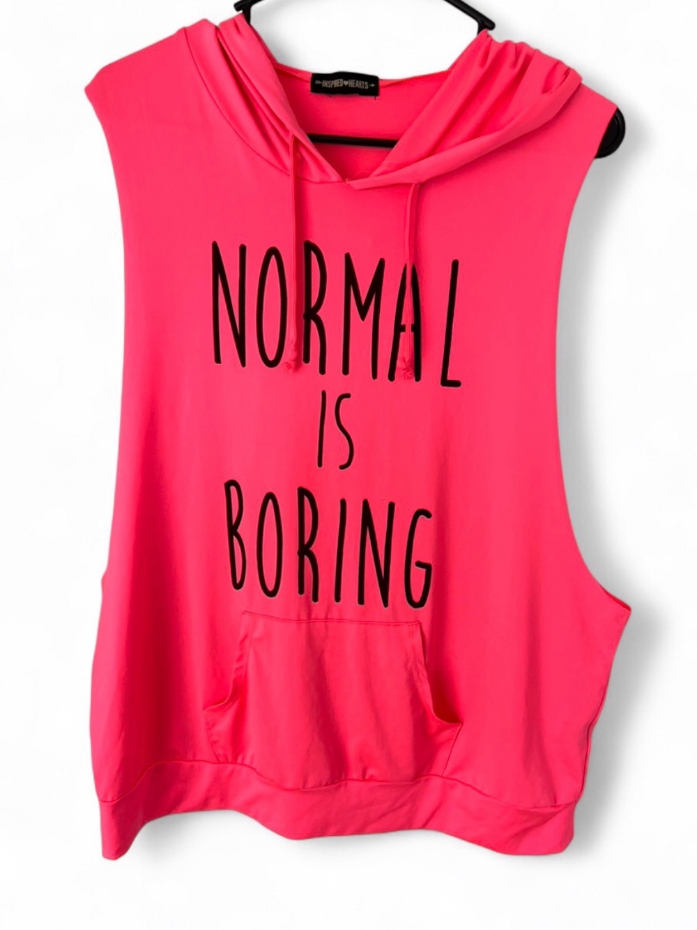 Hot Pink Sleeveless Hoodie - "Normal Is Boring"